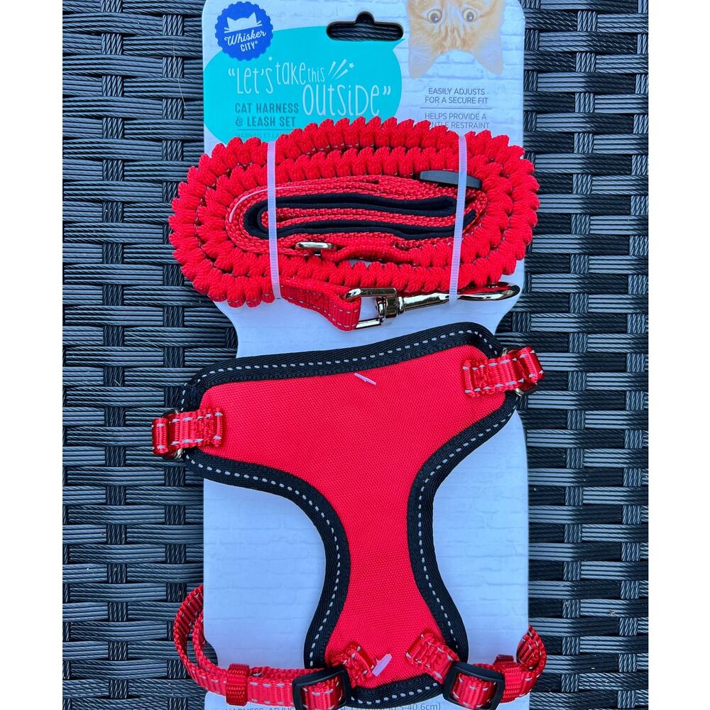 Whisker City Red Cat Harness and Leash Set
